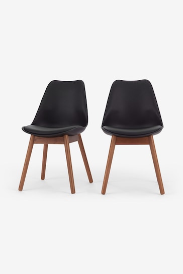 MADE.COM Set of 2 Dark Stained Oak and Black Thelma Dining Chairs