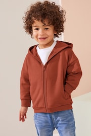 Rust Brown Zip Through Hoodie (3mths-7yrs) - Image 1 of 6