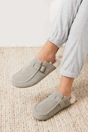 Grey Suede Clog Mule Slippers - Image 1 of 10