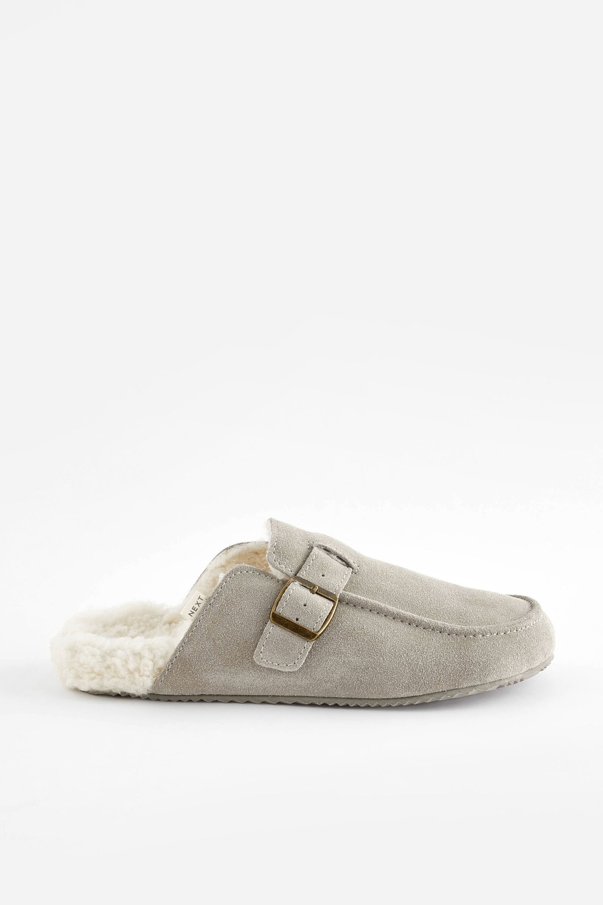 Grey Suede Clog Mule Slippers - Image 4 of 10