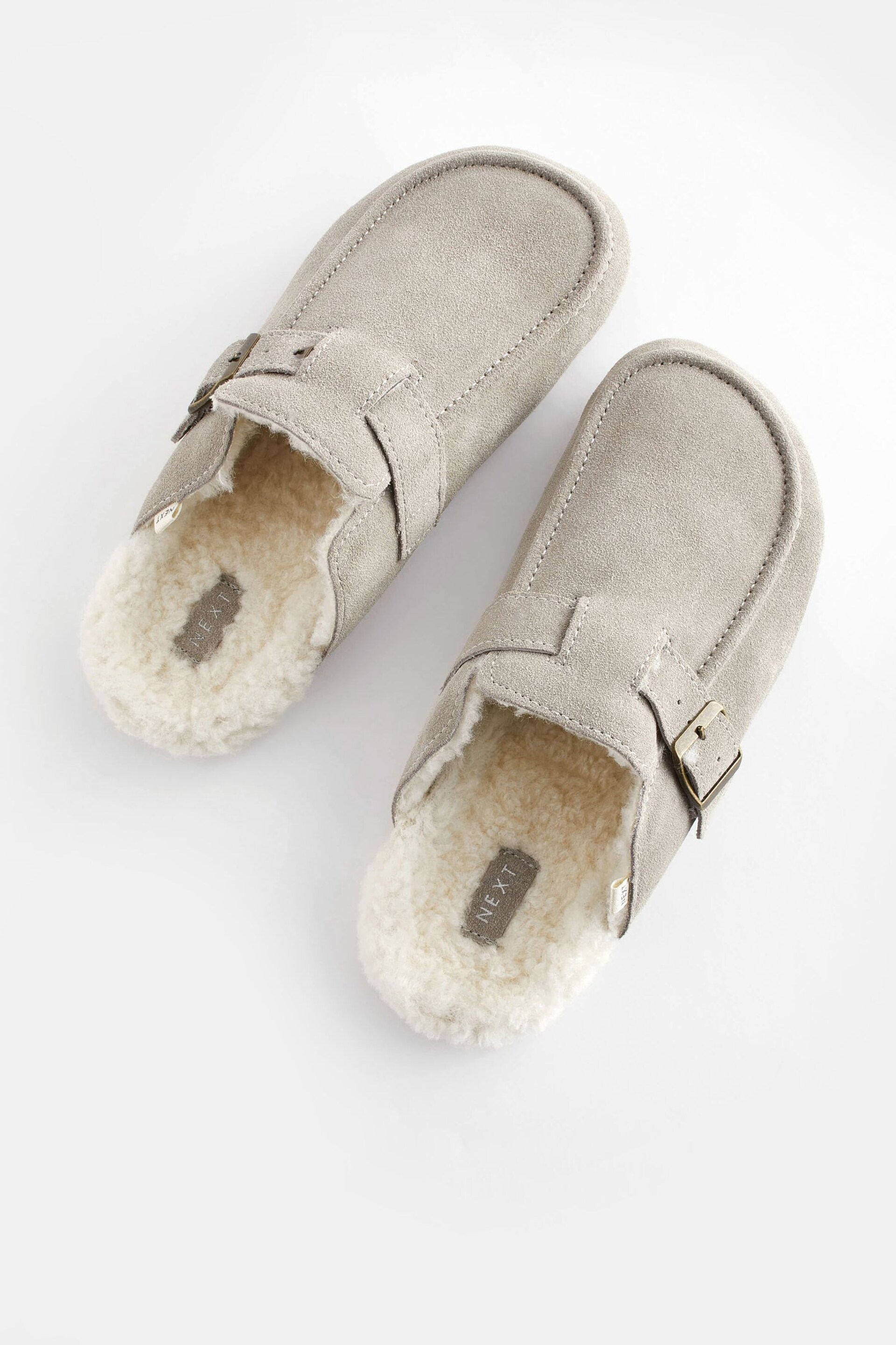 Grey Suede Clog Mule Slippers - Image 5 of 10