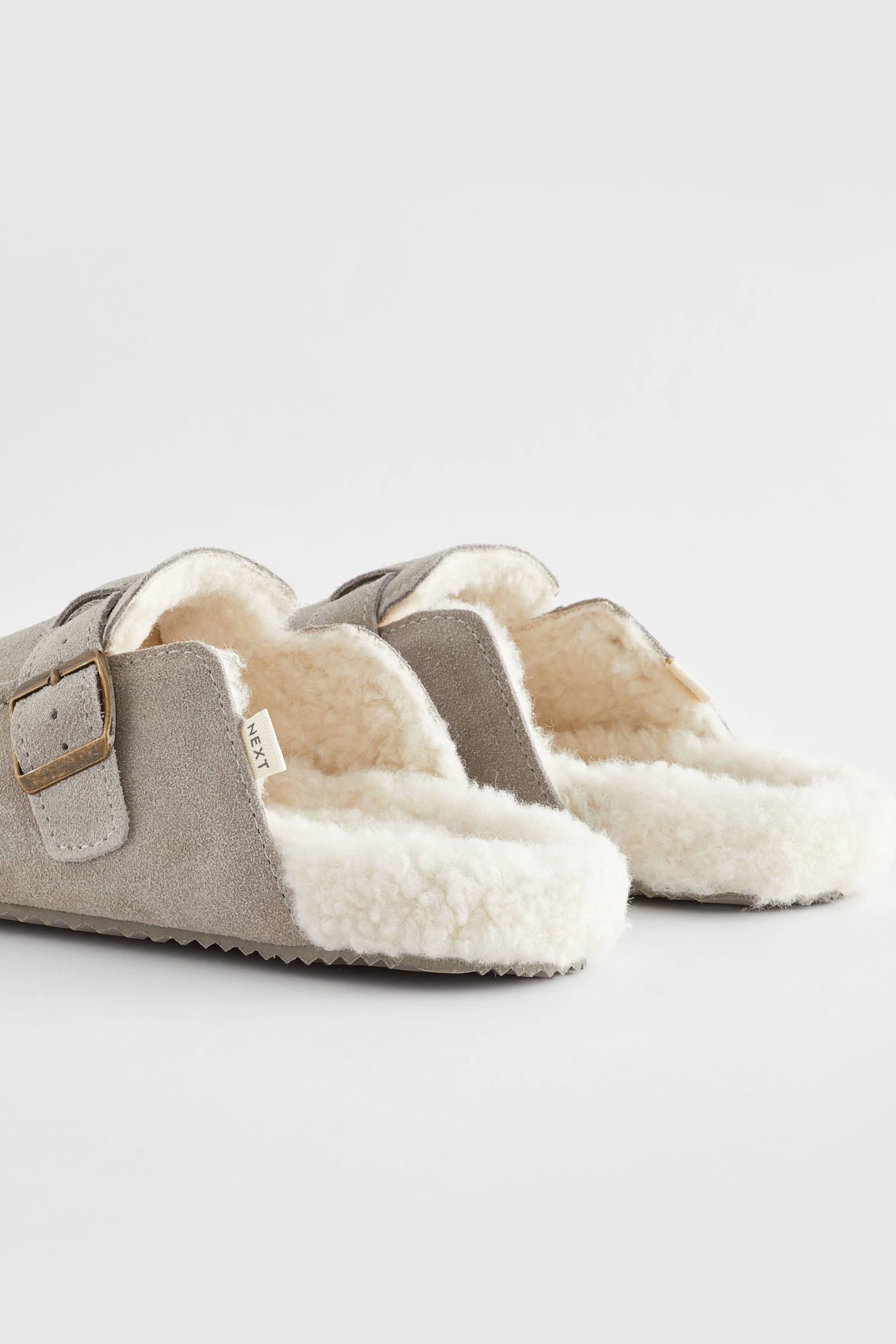 Grey Suede Clog Mule Slippers - Image 6 of 10