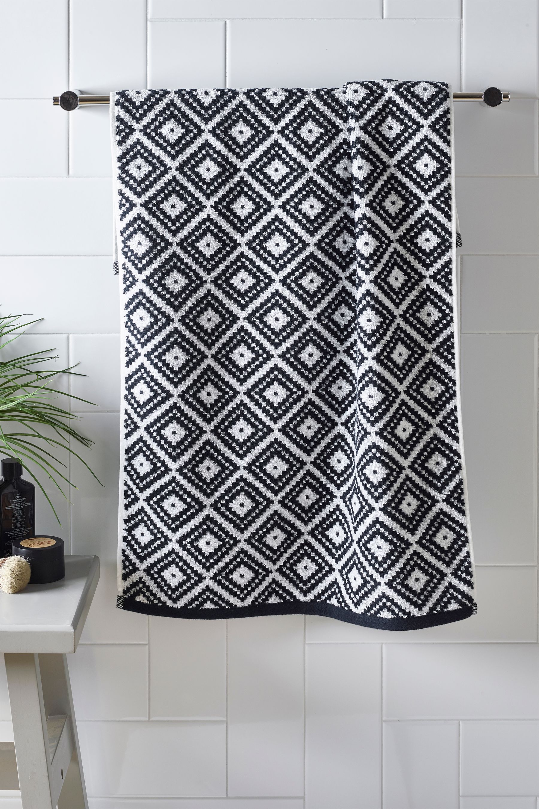 Buy Black White Diamond Geo Towel 100 Cotton from the Next UK online shop