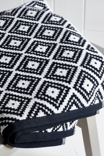 Black/White Diamond Geo Towel 100% Cotton