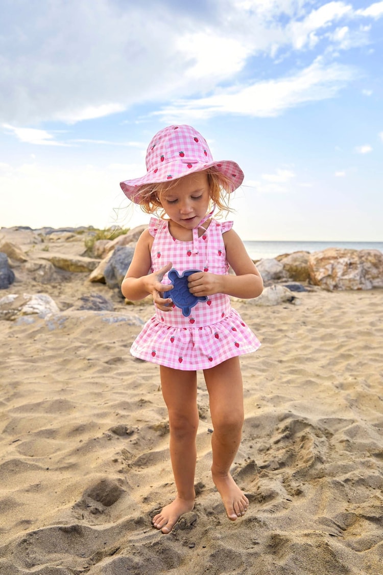 JoJo Maman Bébé Pink Swimsuit With Integral Nappy - Image 1 of 8