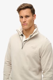 Superdry Light Stone Beige Essential Logo Henley Sweatshirt - Image 3 of 5