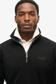 Superdry Black Essential Logo Henley Sweat Top - Image 3 of 5