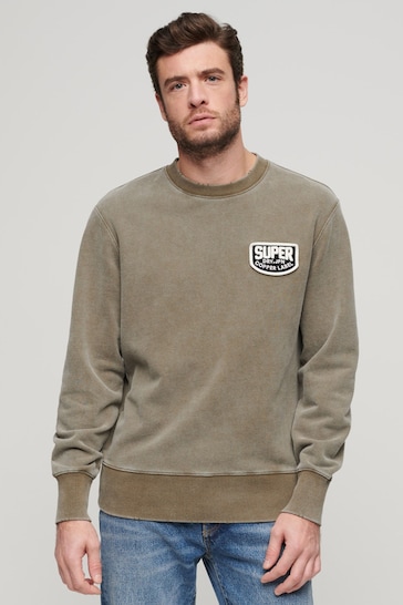 Superdry Green Mechanic Loose Fit Crew Sweat Top