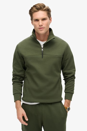 Superdry Dark Moss Green Tech Loose Half Zip Sweat Top