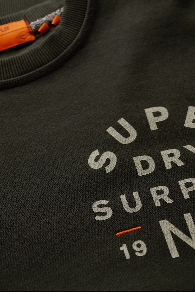 Superdry Washed Black Surplus Graphic Crew Neck Sweat Top - Image 6 of 6