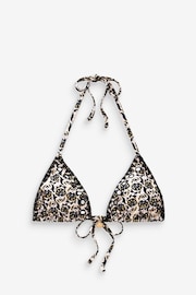 Black/Ecru Foil Woodblock Triangle Charm Bikini Top - Image 7 of 7