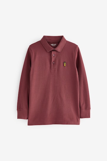 Berry Red Long Sleeve Polo Zielony Shirt (3-16yrs)