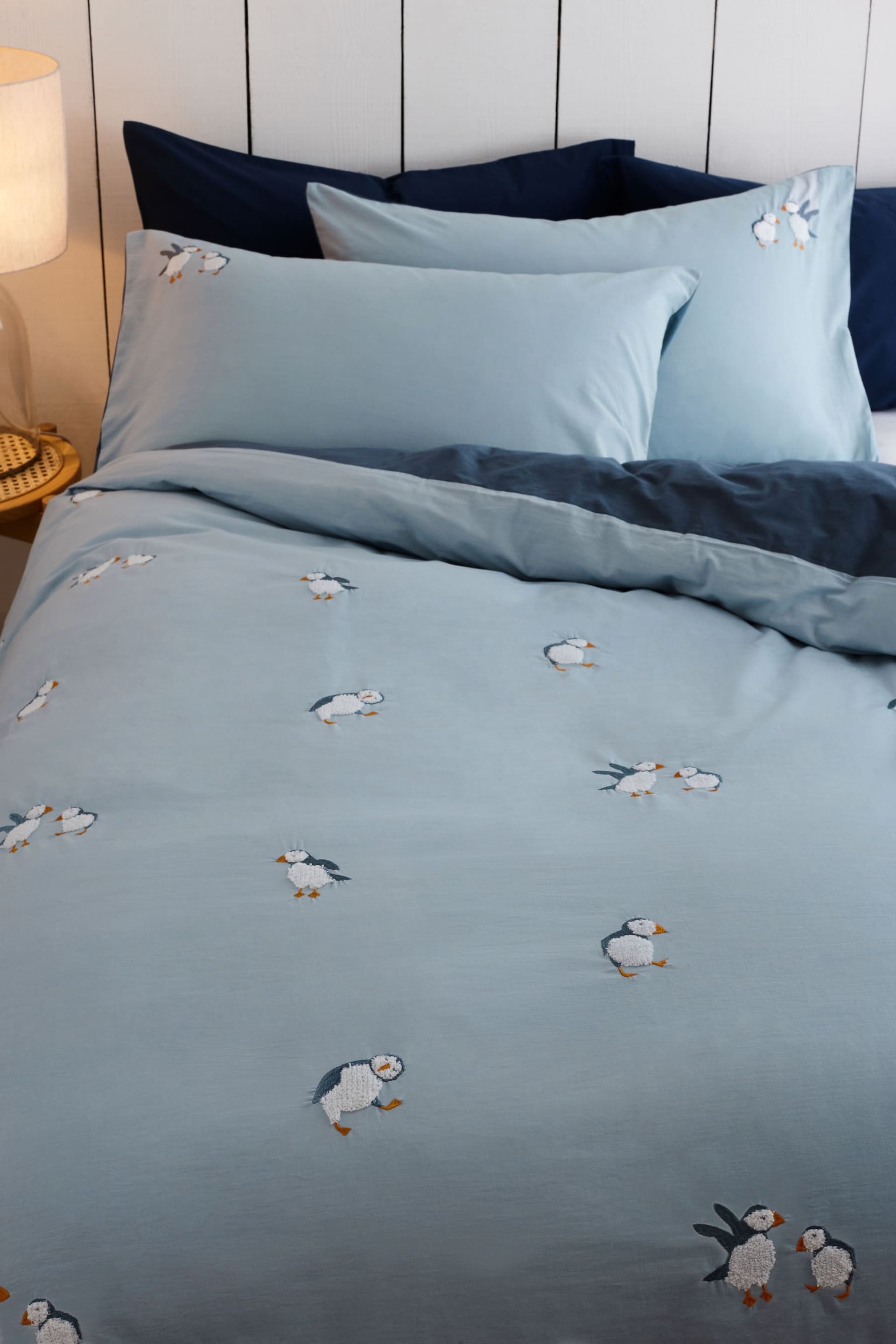 Blue Tufted Puffin Duvet Cover and Pillowcase Set - Image 2 of 5