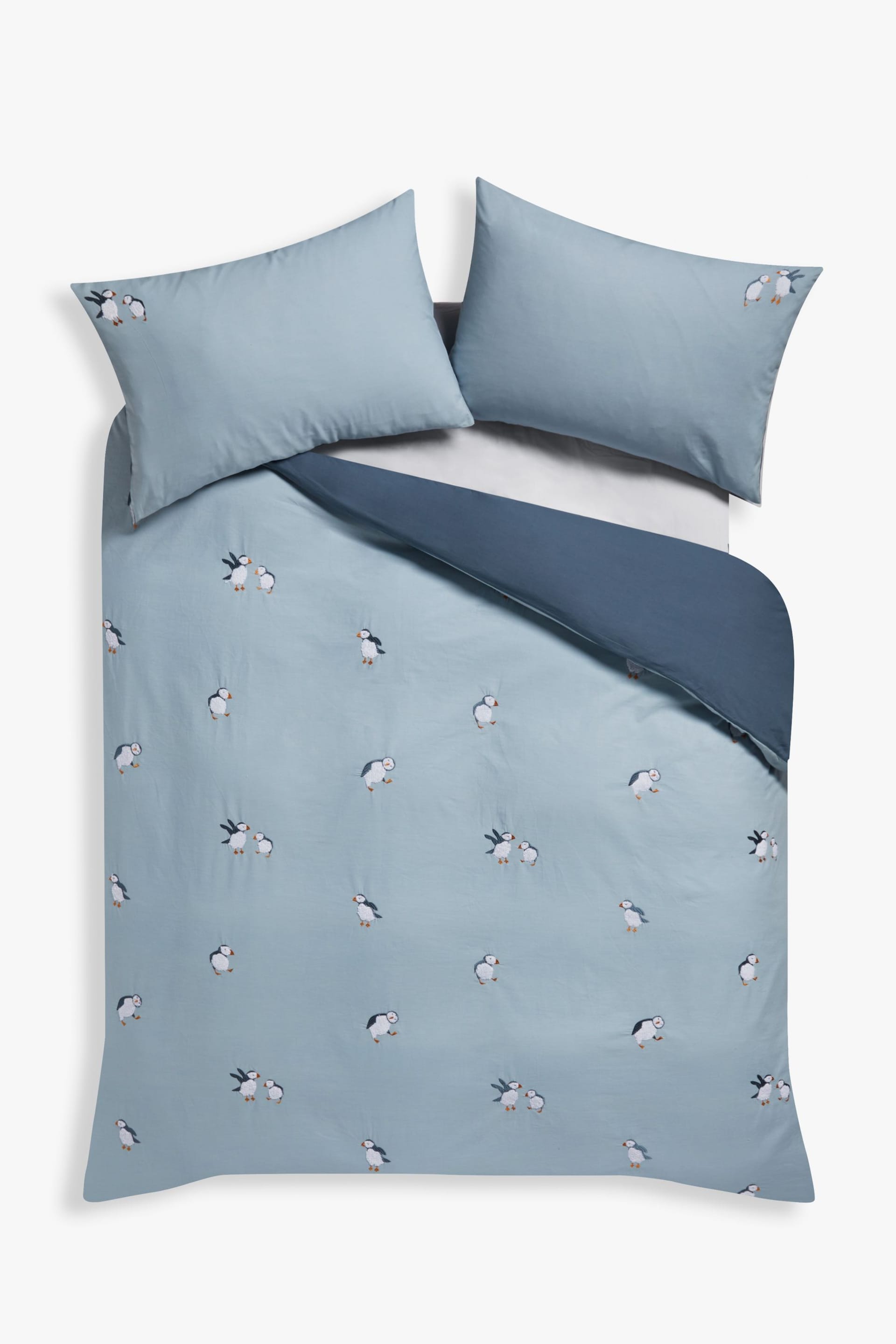Blue Tufted Puffin Duvet Cover and Pillowcase Set - Image 3 of 5