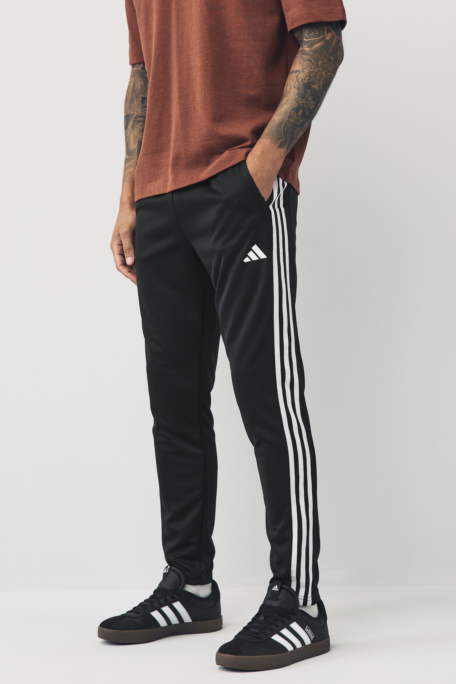 adidas Black Train Essentials 3 Stripes Training Joggers