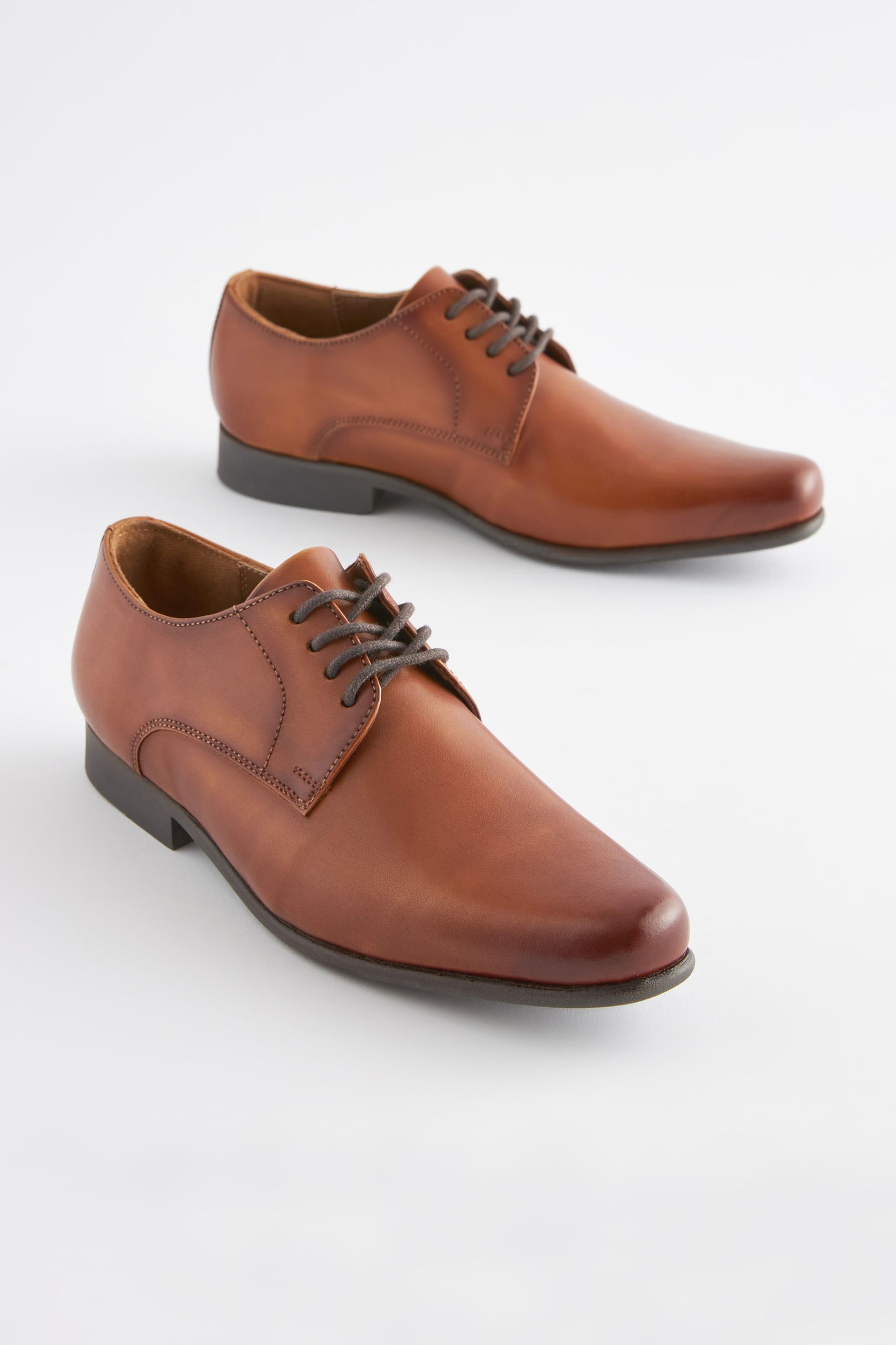 Tan Brown Leather Lace Up Shoes - Image 1 of 6