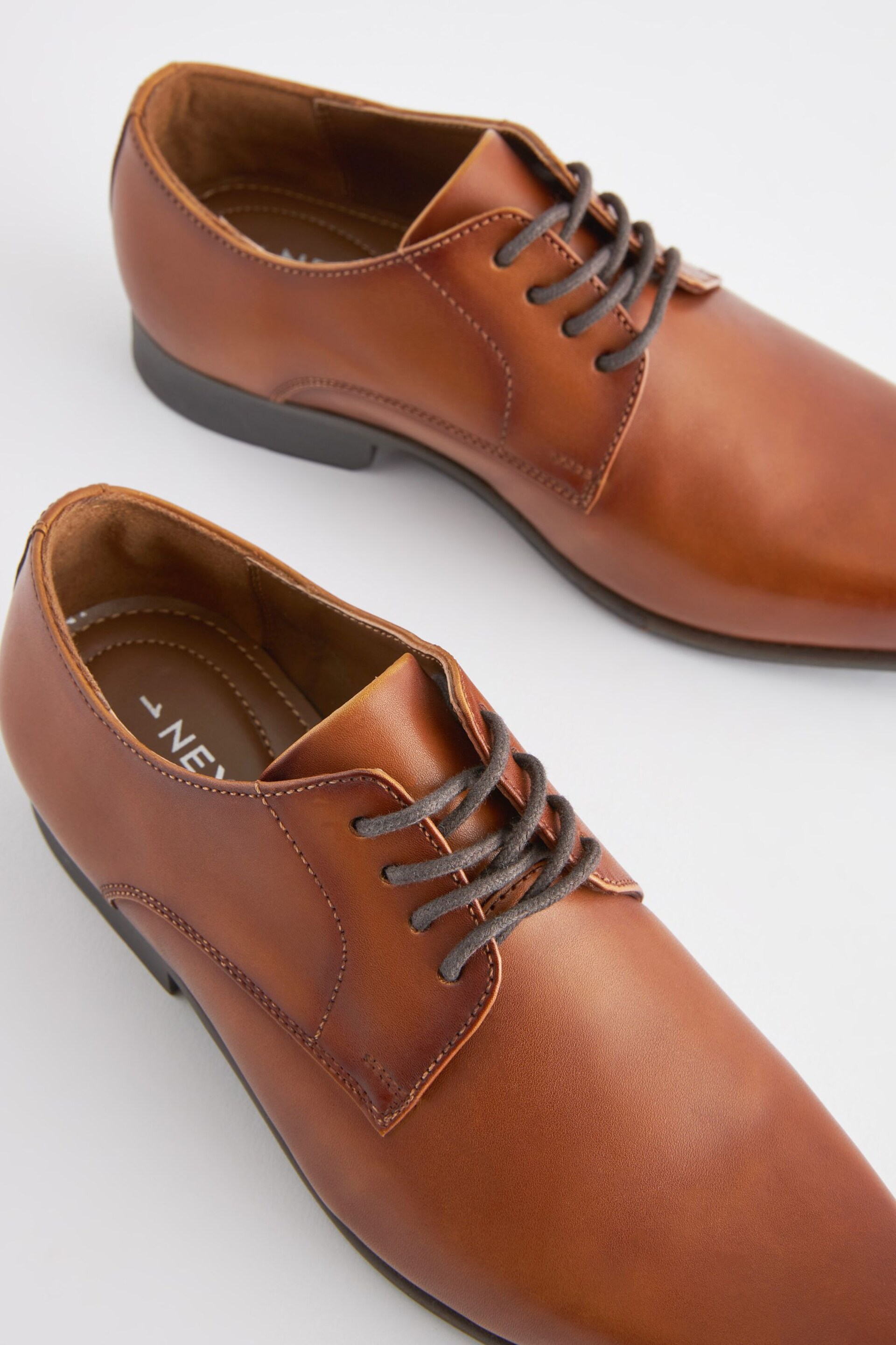 Tan Brown Leather Lace Up Shoes - Image 4 of 6