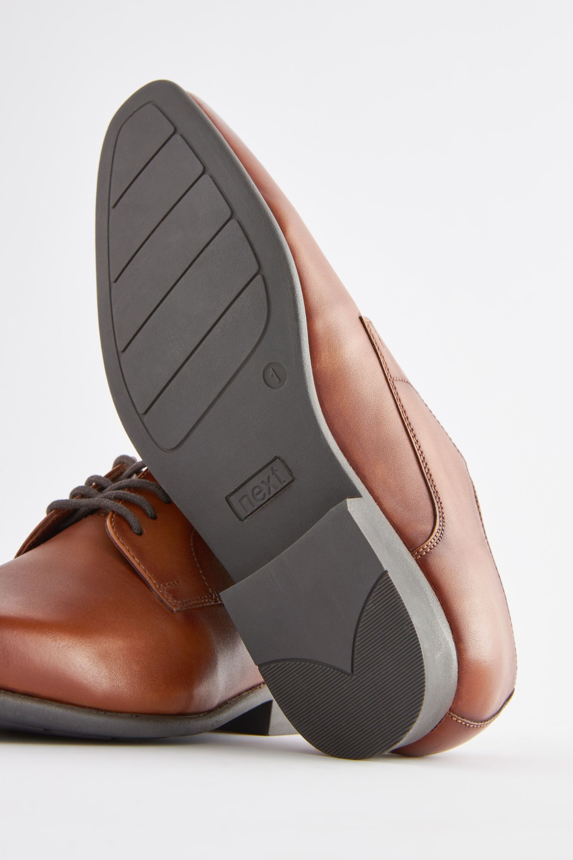 Tan Brown Leather Lace Up Shoes - Image 5 of 6