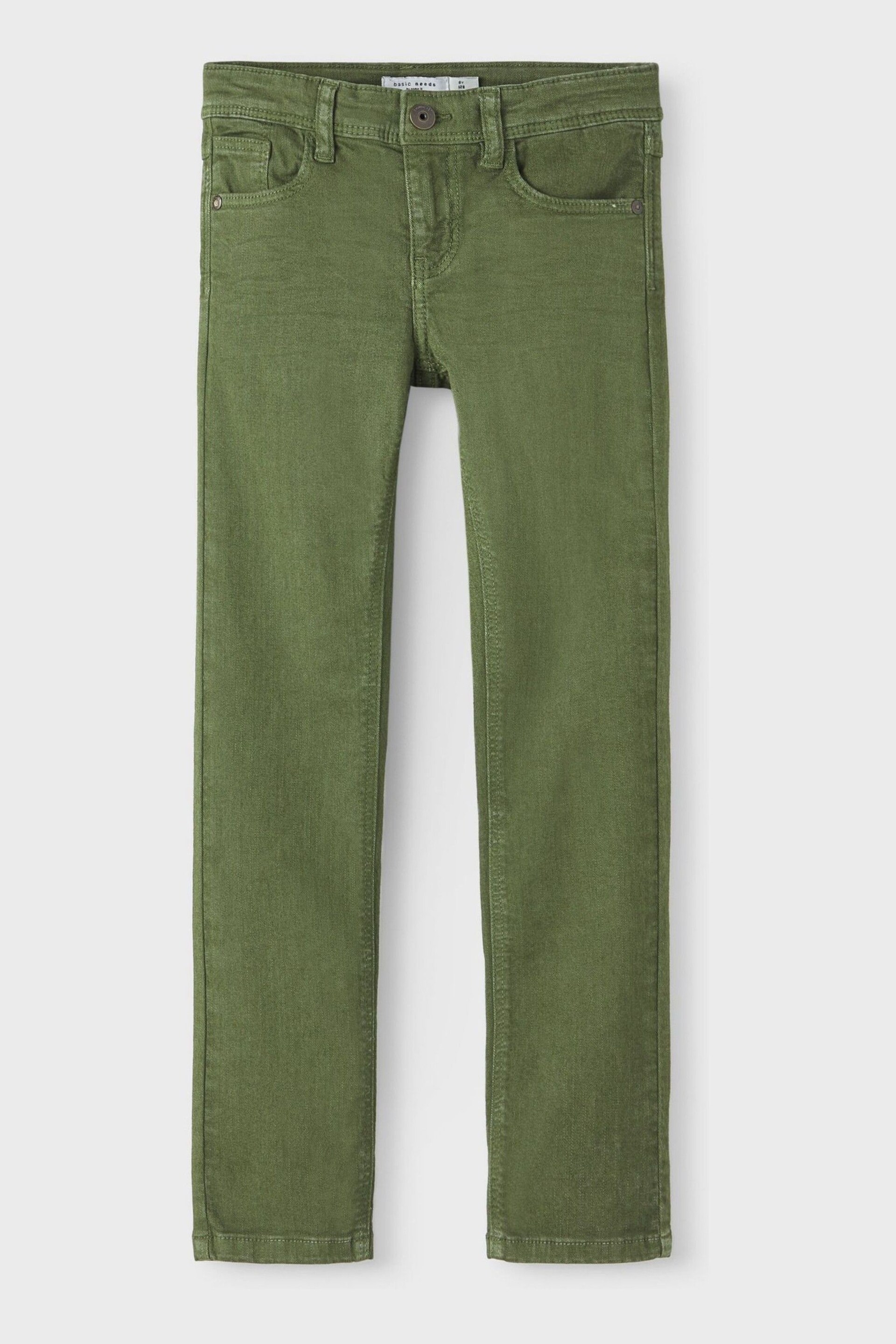 Name It Green Slim Fit Cotton Twill Chino Trousers With Adjustable Waist - Image 3 of 6