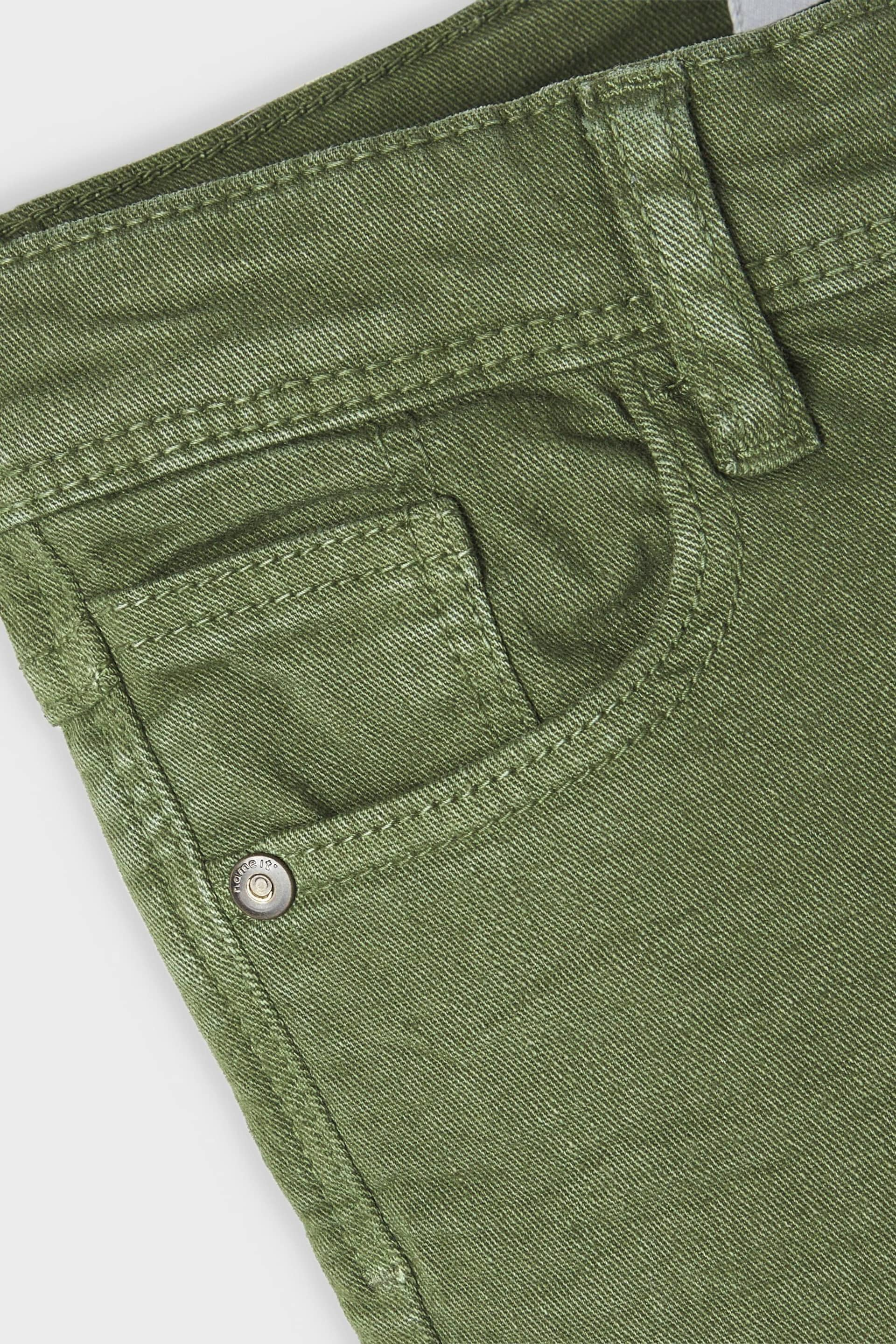 Name It Green Slim Fit Cotton Twill Chino Trousers With Adjustable Waist - Image 6 of 6