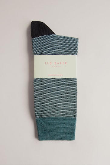 Ted Baker Green Mid Tedtext Semi Plain Socks