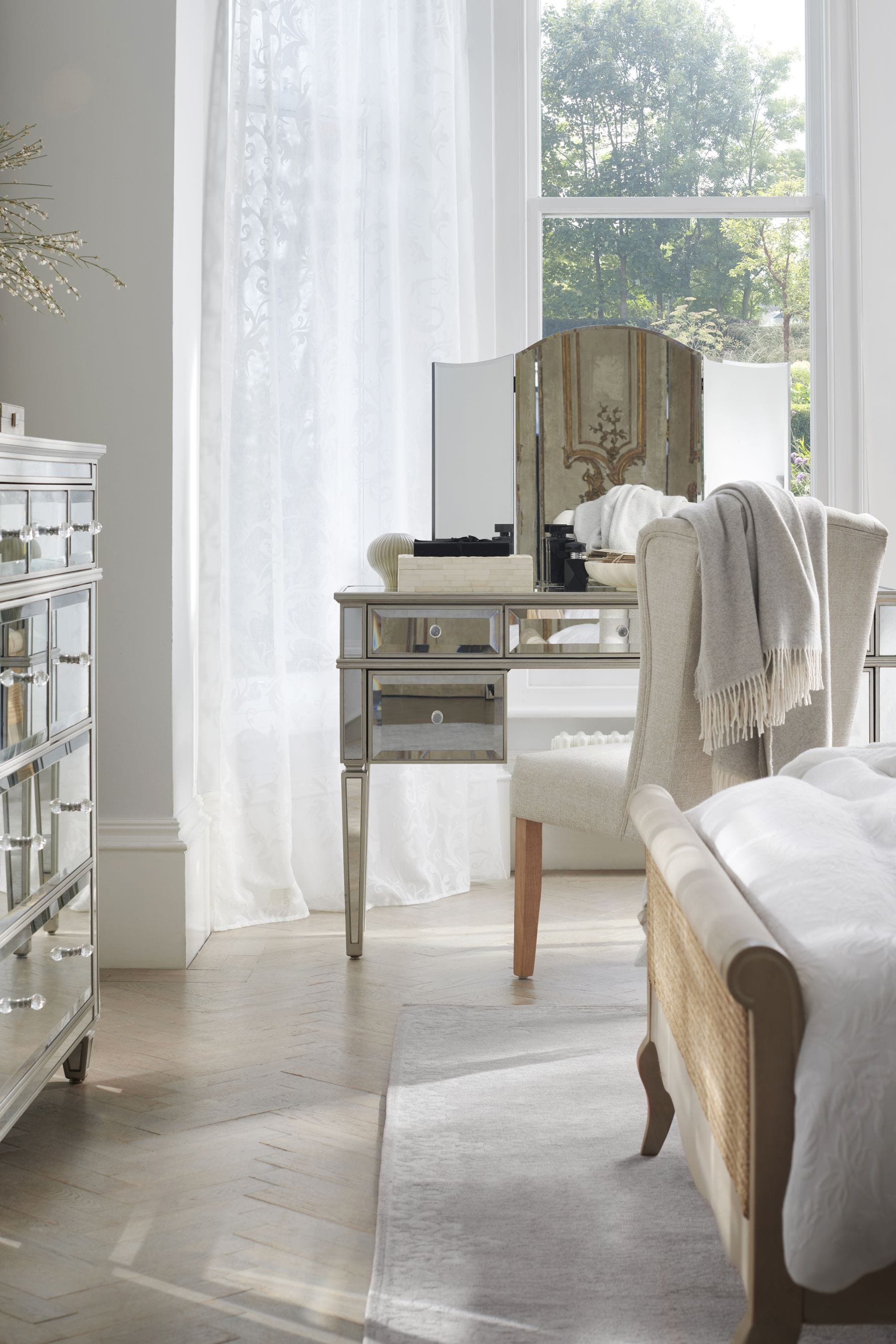 Silver Tri Fold Dressing Table Mirror