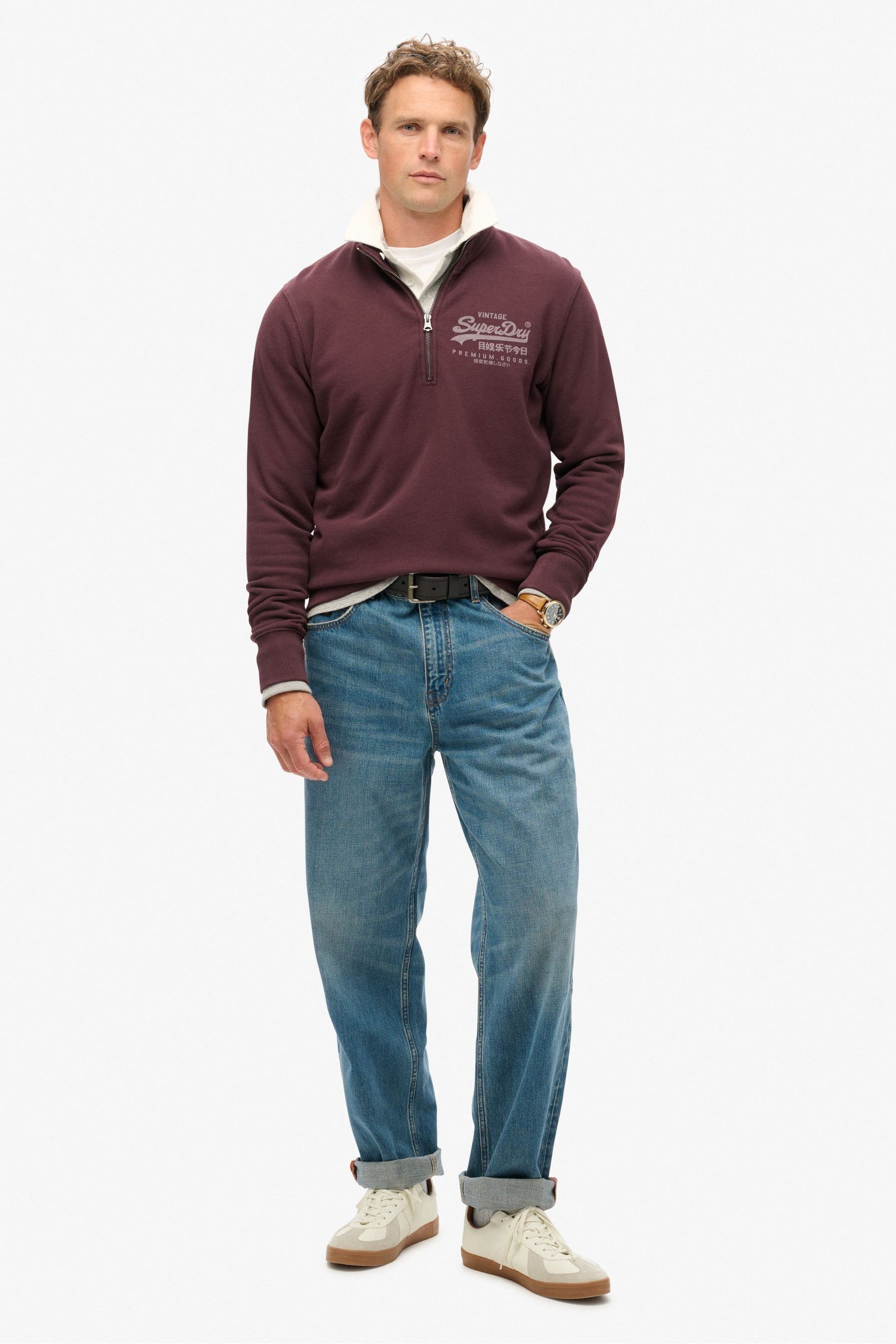 Buy Superdry Rich Deep Burgundy 100 Cotton Classic Vl Graphic Half Zip Hoodie from Next Canada