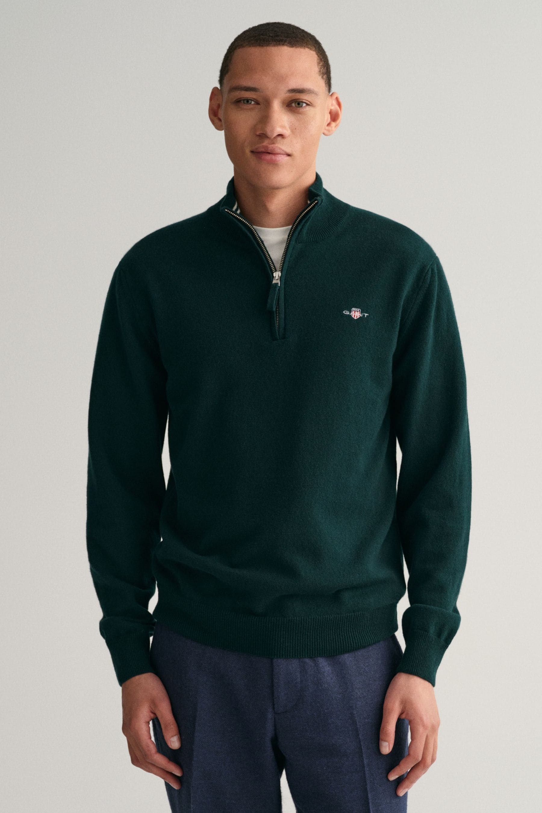Buy GANT Superfine Lambswool Half Zip Jumper from Next Luxembourg