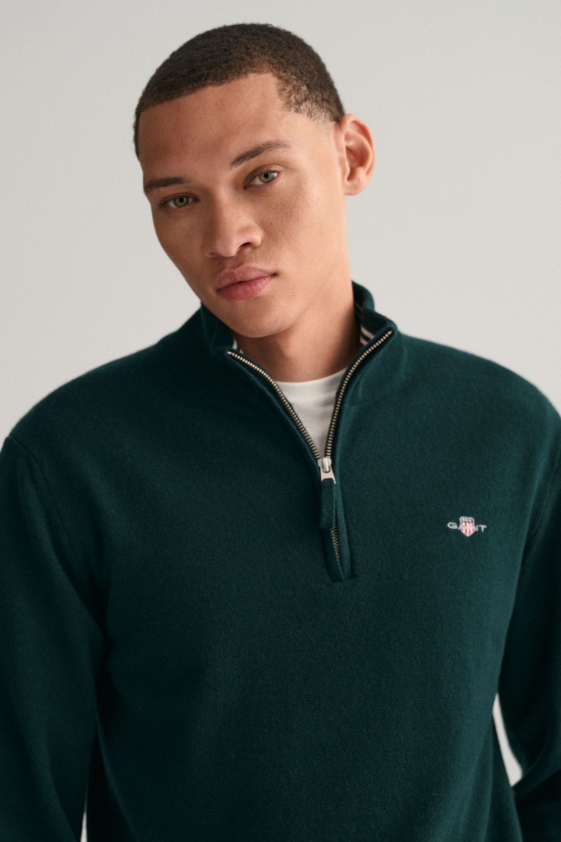 Buy GANT Superfine Lambswool Half Zip Jumper from Next Luxembourg