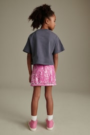Pink Grey Flower T-Shirts And Pink Sequin Skirt Set (3-16yrs) - Image 3 of 6