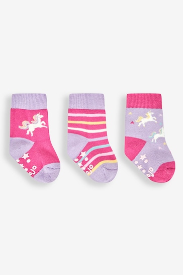 JoJo Maman Bébé Fuchsia 3-Pack Extra Thick Unicorn Socks