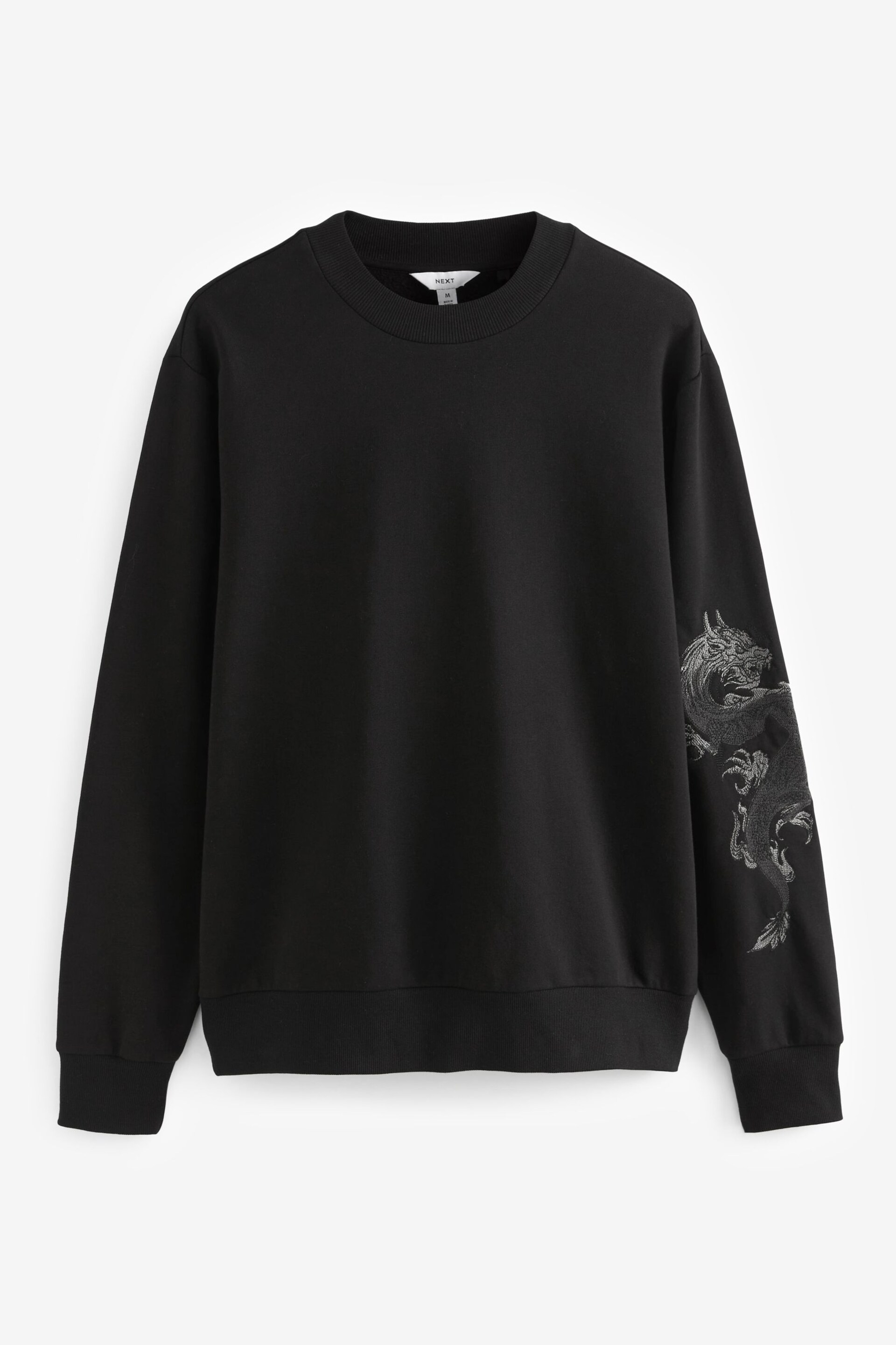 Black Japanese Dragon Graphic Crew Sweat Top - Image 2 of 13