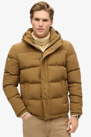 Superdry Kangaroo Brown Everest Short Hooded Puffer Coat Jacket - Image 2 of 6