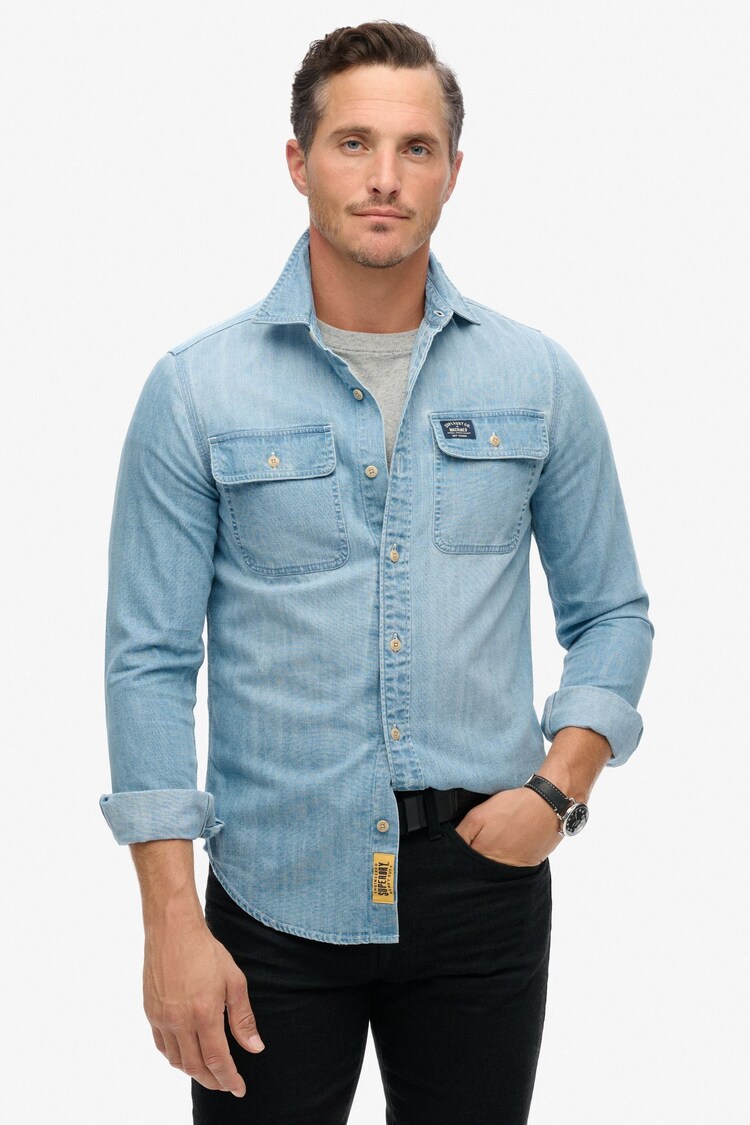 Superdry Heavy Wash Embroidered Workwear Shirt - Image 1 of 4