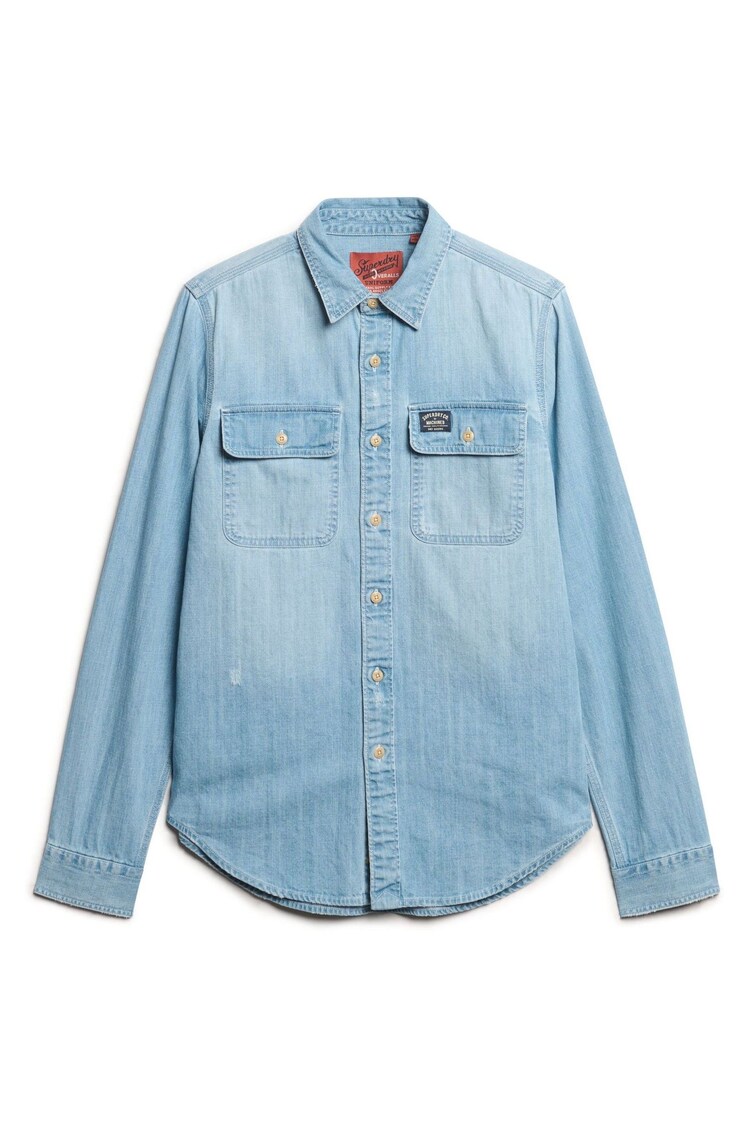 Superdry Heavy Wash Embroidered Workwear Shirt - Image 4 of 4