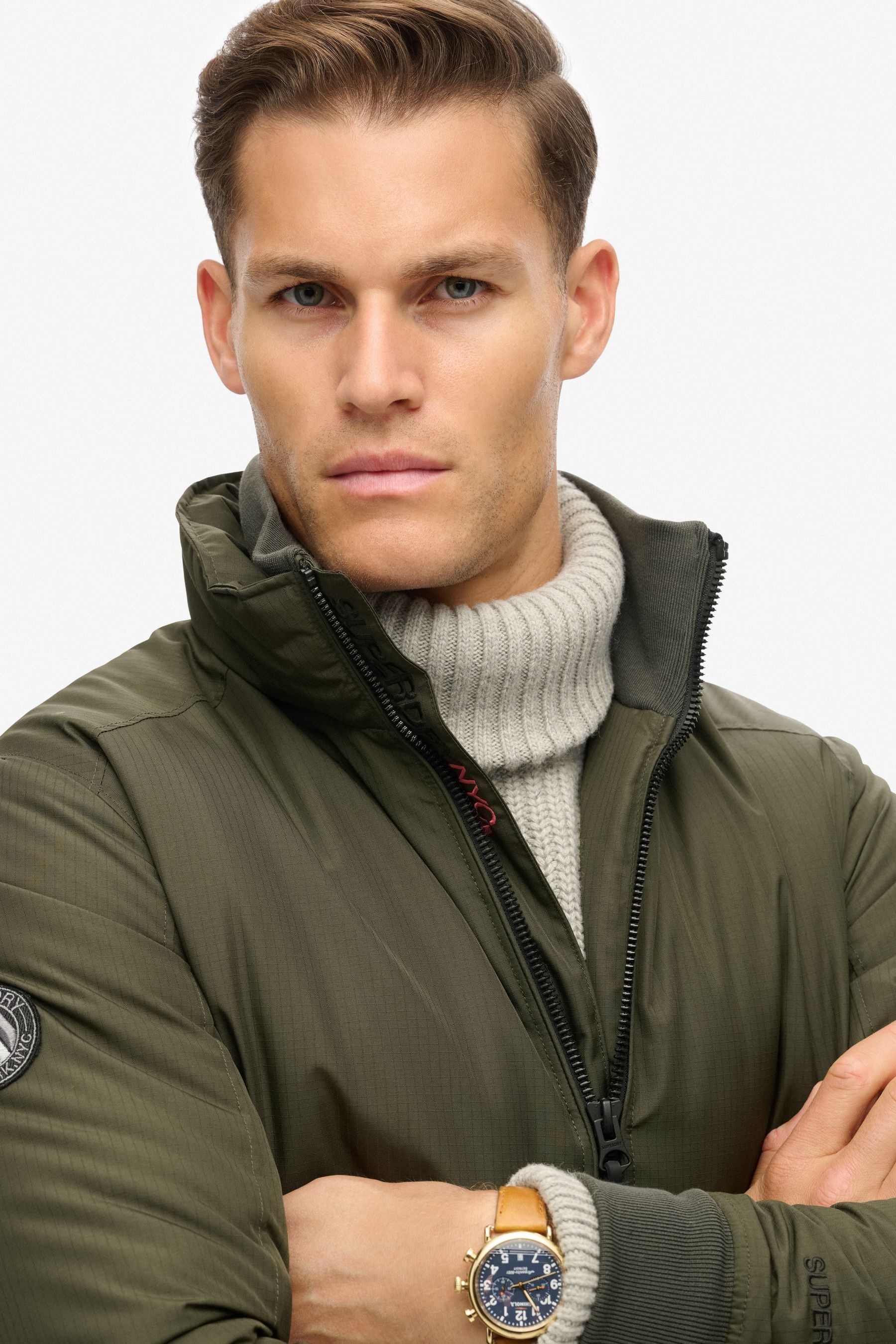 Superdry nordic harrington khaki best sale