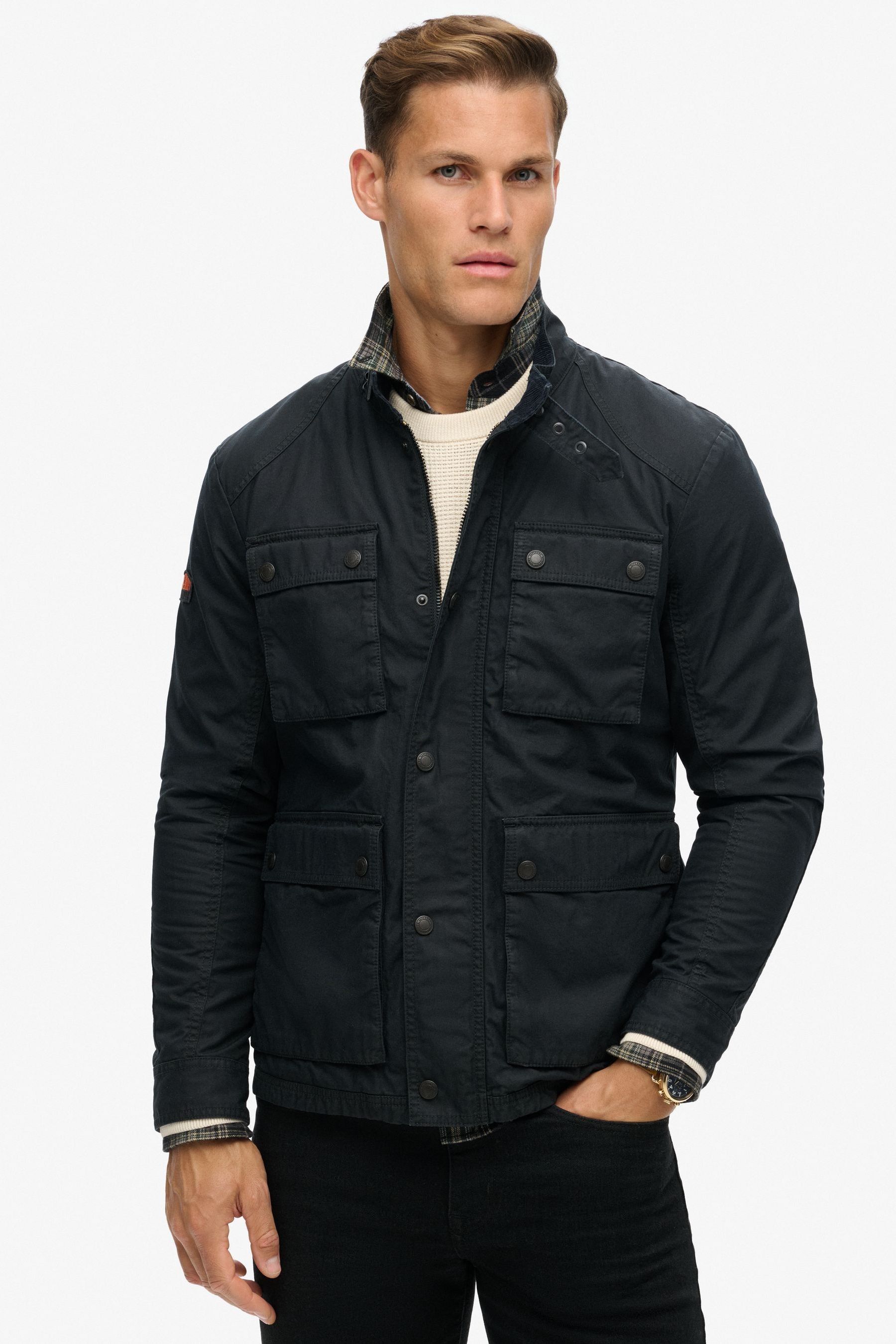 Next navy wax jacket clearance