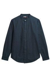 Superdry Indigo Micro Texture Merchant Grandad Shirt - Image 3 of 4