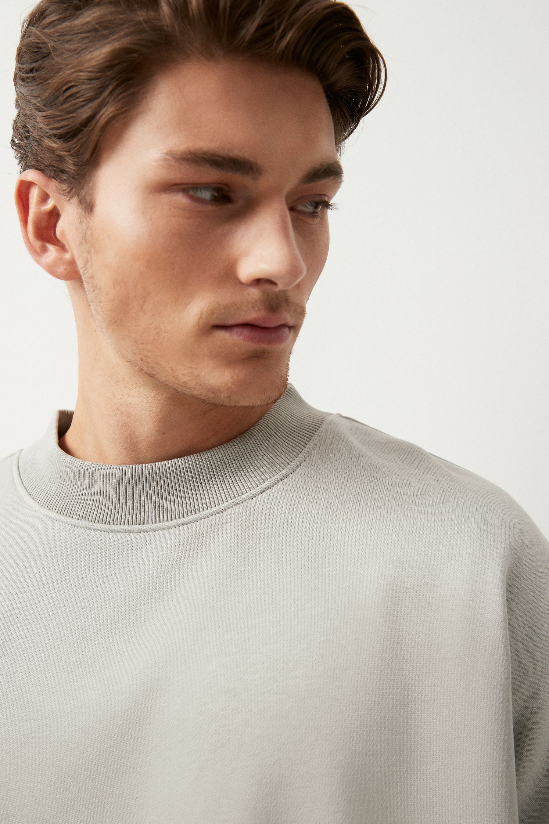 Buy Light Grey Oversized Crew Sweatshirt from the Next UK online shop