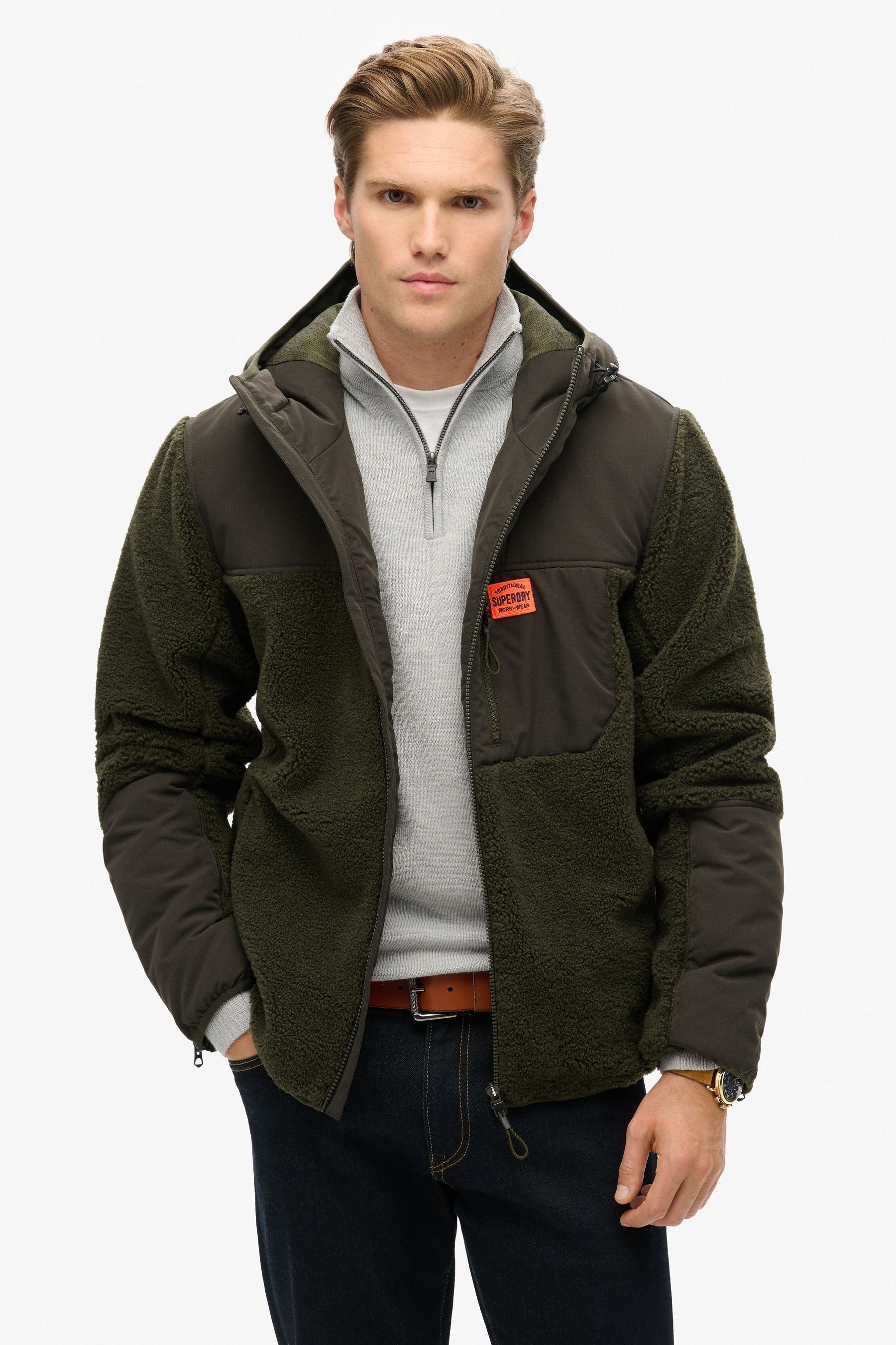 Superdry Expedition Borg Hybrid Jacket Green 3XL Man M5011979A 1KM 3XL