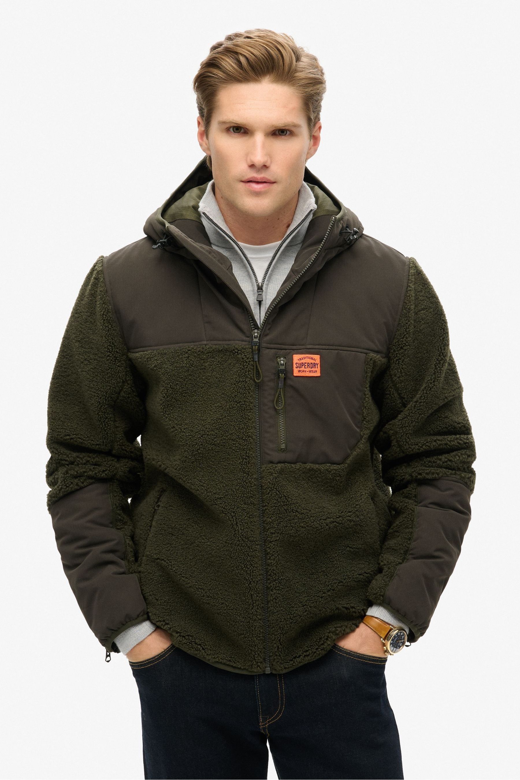 Superdry Expedition Borg Hybrid Jacket Green 3XL Man M5011979A 1KM 3XL