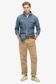 Superdry Mid Blue Cotton Workwear Long Sleeve Shirt - Image 2 of 5