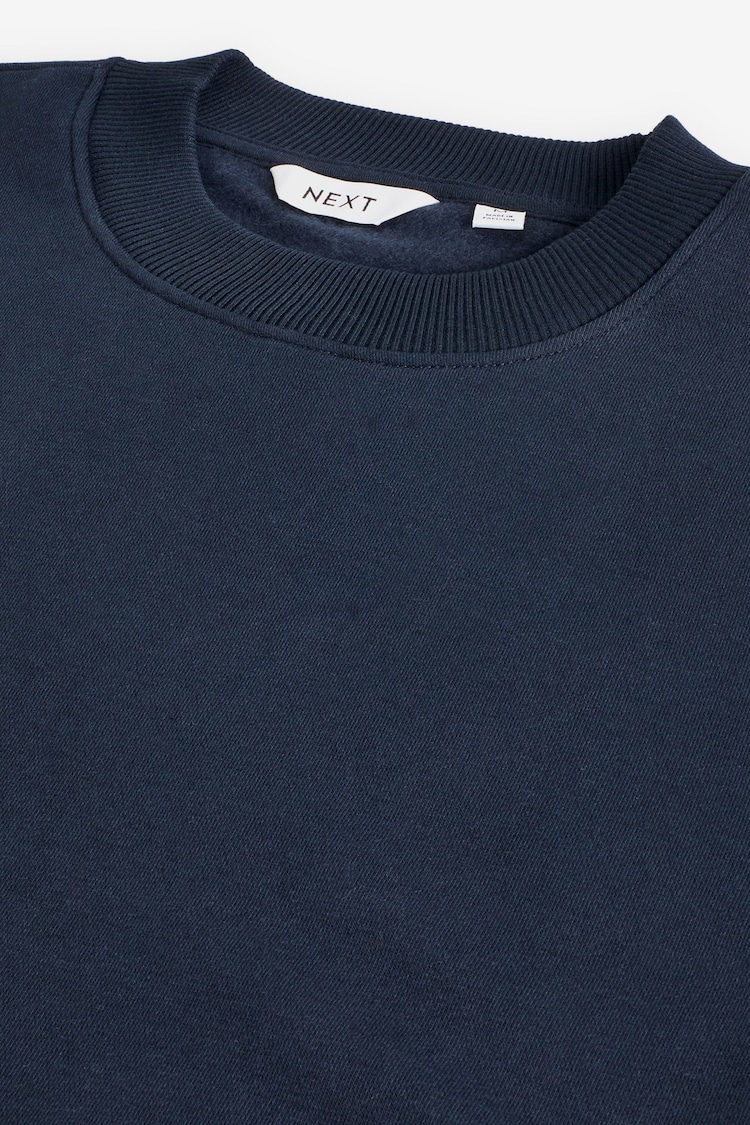 Navy Blue Regular Fit Jersey Cotton Rich Crew Sweatshirt - Image 5 of 5