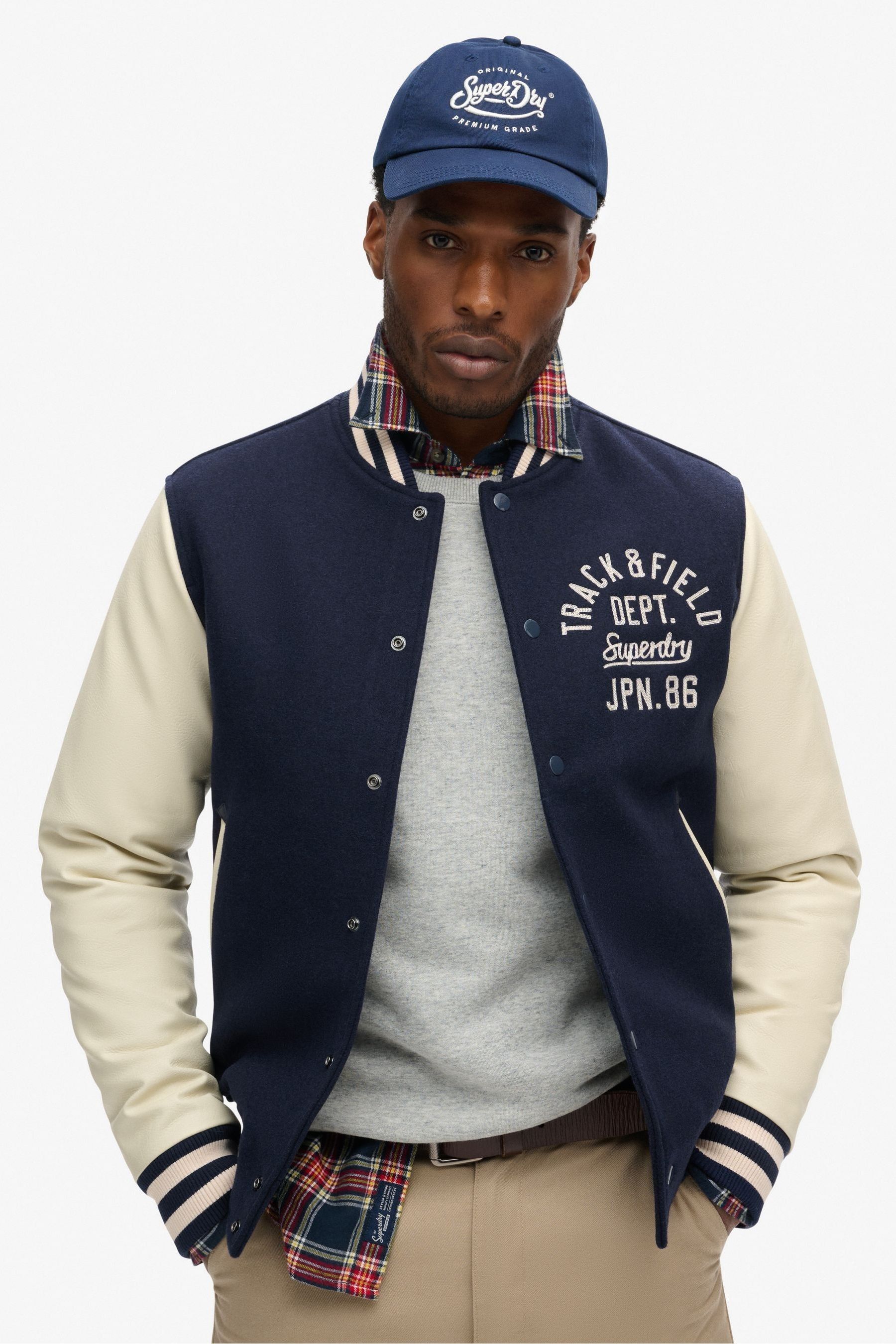 Buy Superdry Atlantic Navy Varsity Chain Stitch Bomber Jacket from Next United Arab Emirates