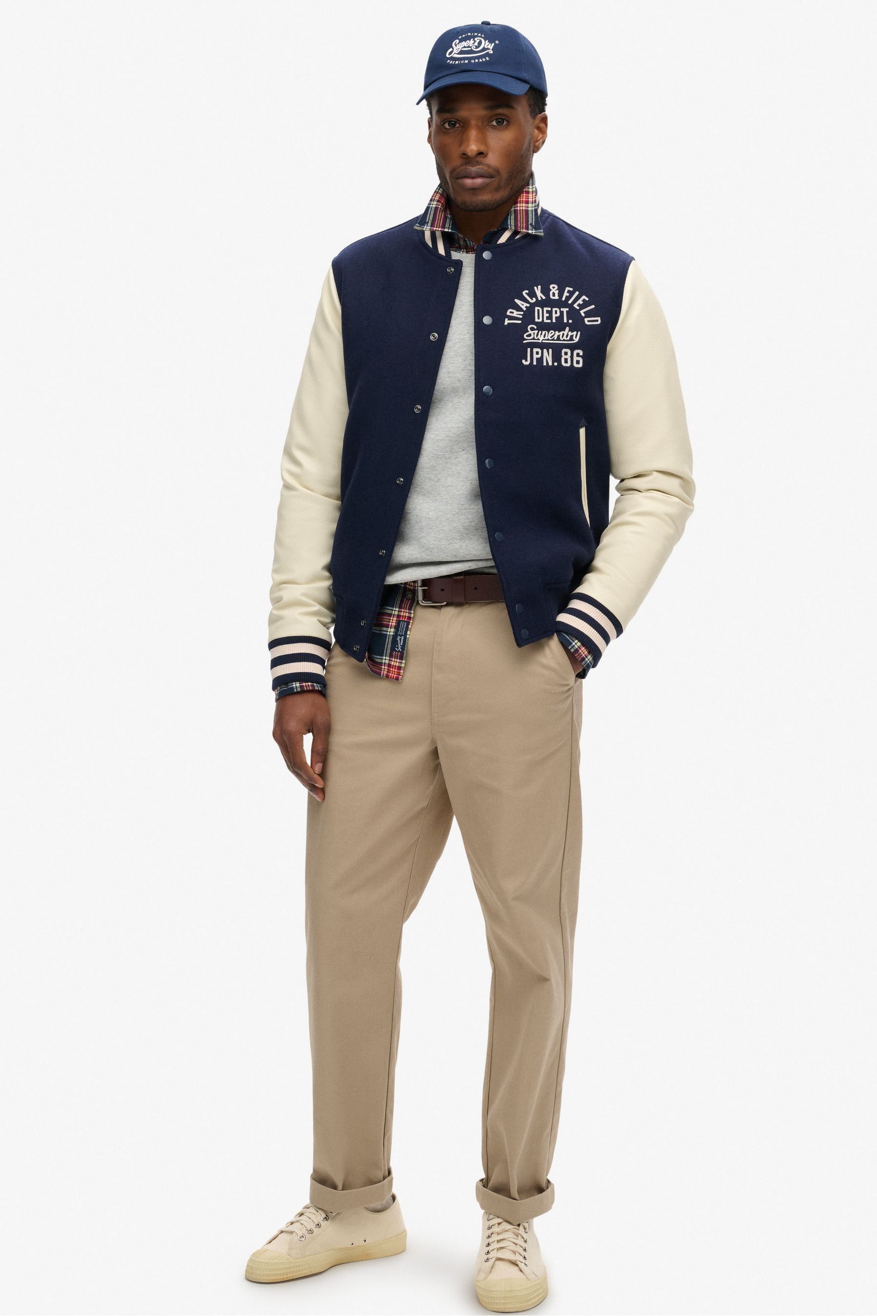 Buy Superdry Atlantic Navy Varsity Chain Stitch Bomber Jacket from the Next UK online shop