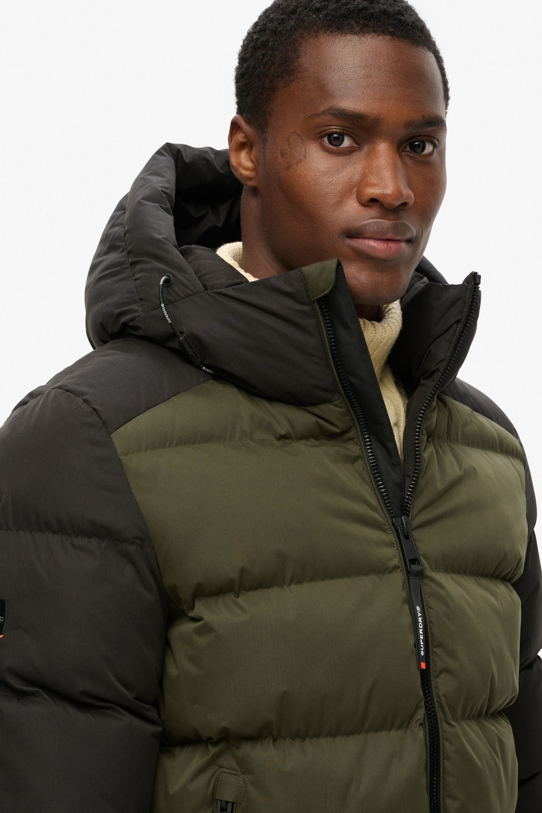 Buy Superdry Black Colourblock Hood Colour Block Sport Puffer Jacket from Next Luxembourg