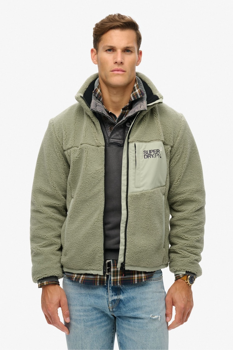 Superdry Seagrass Green Relaxed Fleece Trekker Jacket - Image 1 of 6