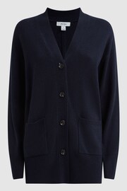 Reiss Navy Carly Wool Blend Button-Through Cardigan - Image 2 of 5