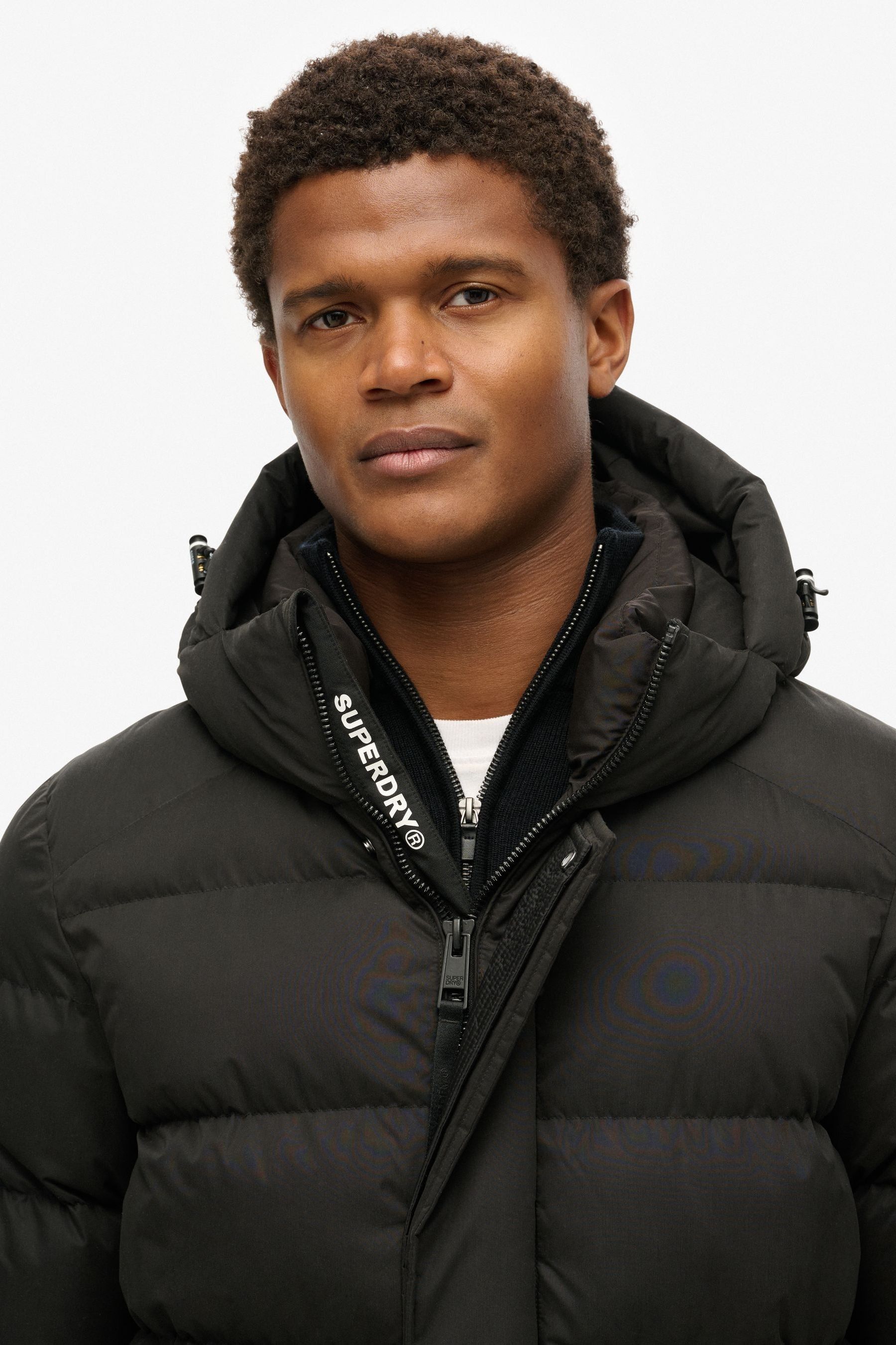 Superdry black padded coat hotsell