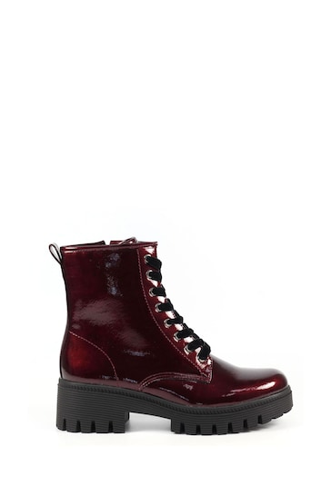 Lunar Burgundy Red Danni Patent Ankle Boots